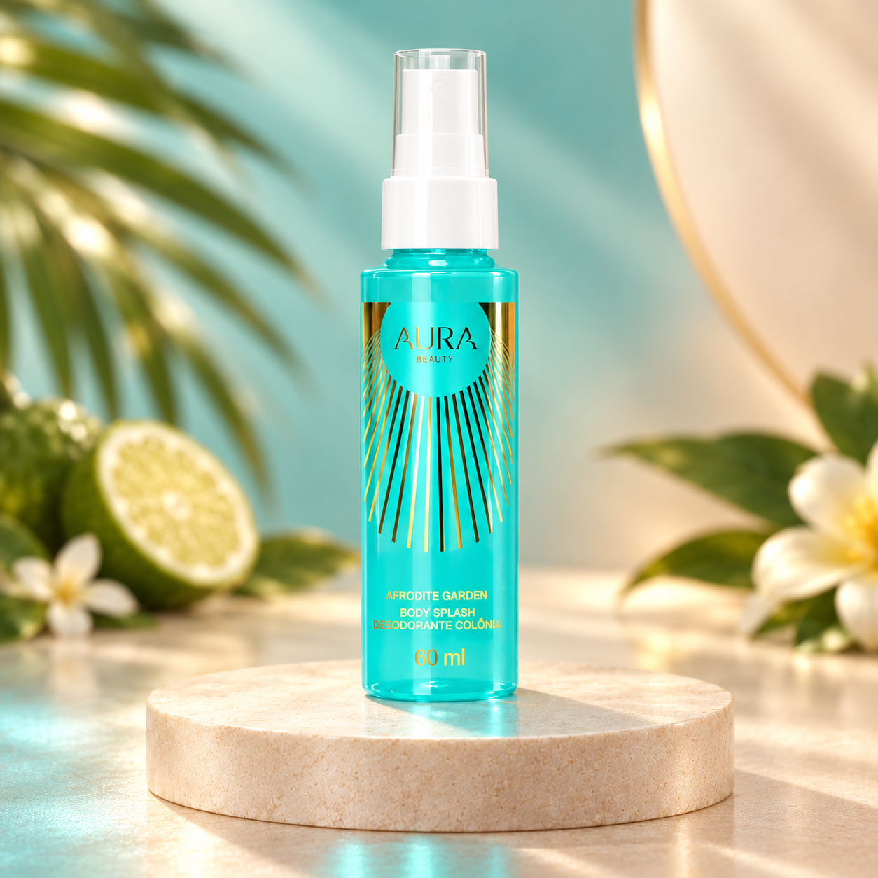 Body splash Afrodite Garden em frasco verde