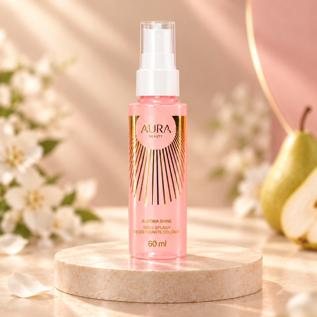 Body splash Aurora Shine em frasco rosa